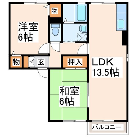 供合農協前 徒歩5分 2階の物件間取画像